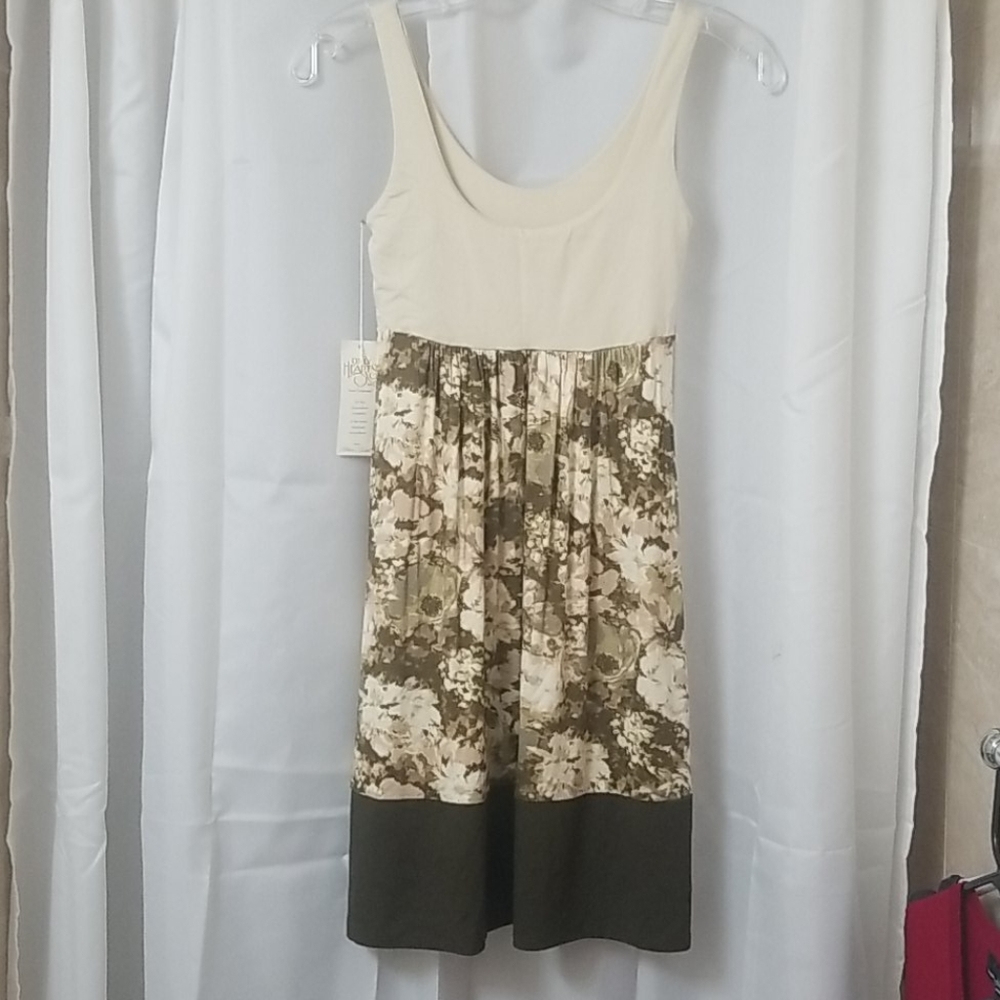 Green And Cream Floral summer dress